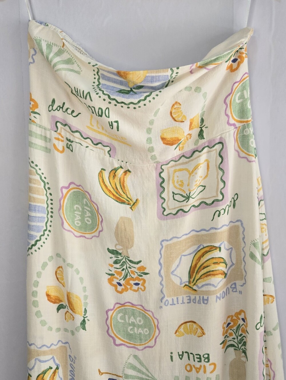 PAPER HEART Strapless Travel Print Print Slip Dress Size XL Linen Blend - Picture 5 of 13